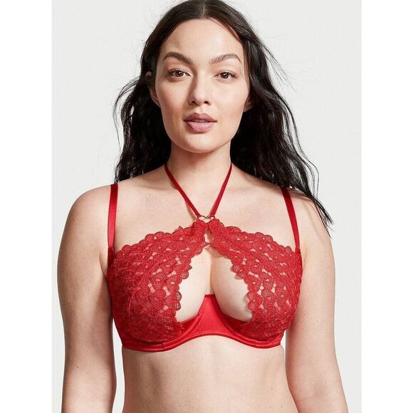 Victoria's Secret Dream Angels Sweetheart Lace Open Cup Halter Bra - Picture 1 of 4